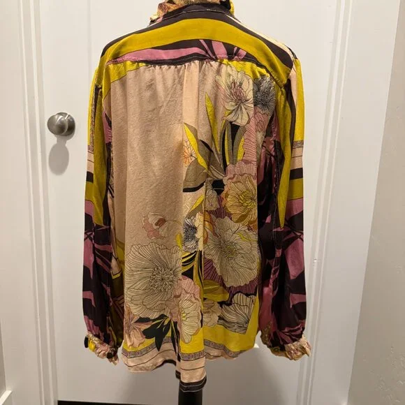 Johnny Was Blouse ~ Echo Amabel Silk Blouse In Neutral - Picture 3 of 6